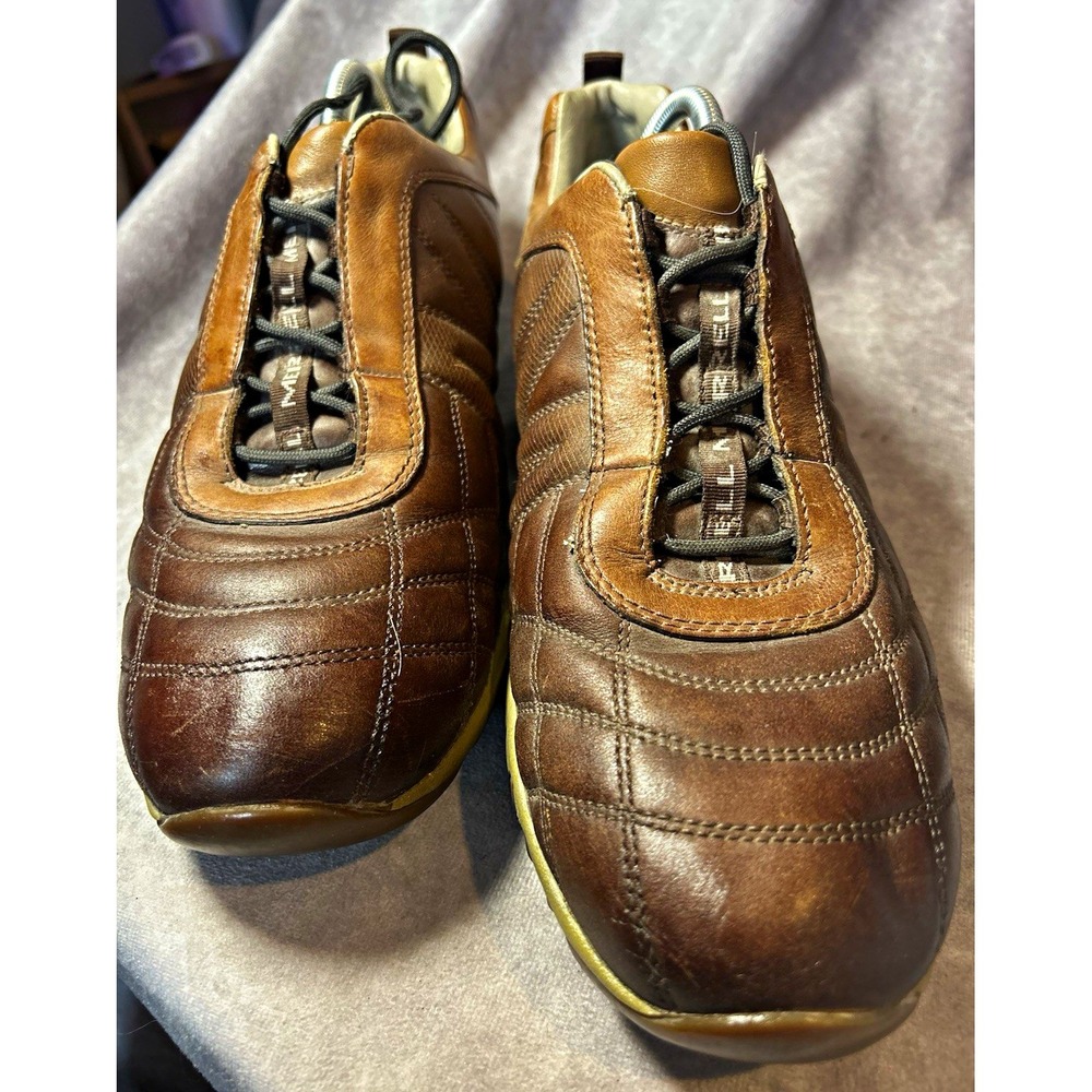 Merrell Men's Brown Leather Lace-Up Low Top Athletic Sneaker Rubber Outsole rare